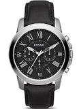 Buy Shop Fossil Grant Chronograph Black Dial Black Leather Strap Watch for Men - FS4812 USA Online