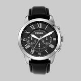 Buy Shop Fossil Grant Chronograph Black Dial Black Leather Strap Watch for Men - FS4812 USA Online
