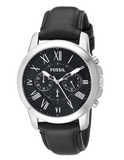 Buy Shop Fossil Grant Chronograph Black Dial Black Leather Strap Watch for Men - FS4812 USA Online