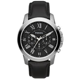 Buy Shop Fossil Grant Chronograph Black Dial Black Leather Strap Watch for Men - FS4812 USA Online