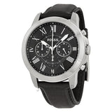 Buy Shop Fossil Grant Chronograph Black Dial Black Leather Strap Watch for Men - FS4812 USA Online