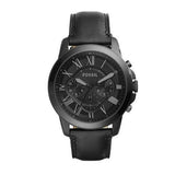 Buy Shop Fossil Grant Chronograph Black Dial Black Leather Strap Watch for Men - FS5132 USA Online