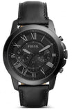 Buy Shop Fossil Grant Chronograph Black Dial Black Leather Strap Watch for Men - FS5132 USA Online
