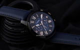 Buy Shop Fossil Grant Chronograph Black Dial Blue Leather Strap Watch for Men - FS5061 USA Online