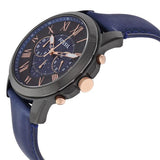 Buy Shop Fossil Grant Chronograph Black Dial Blue Leather Strap Watch for Men - FS5061 USA Online
