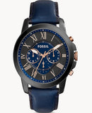 Buy Shop Fossil Grant Chronograph Black Dial Blue Leather Strap Watch for Men - FS5061 USA Online