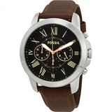Buy Shop Fossil Grant Chronograph Black Dial Brown Leather Strap Watch for Men - FS4813 USA Online