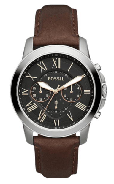 Buy Shop Fossil Grant Chronograph Black Dial Brown Leather Strap Watch for Men - FS4813 USA Online