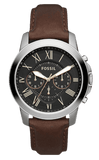 Buy Shop Fossil Grant Chronograph Black Dial Brown Leather Strap Watch for Men - FS4813 USA Online