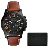 Buy Shop Fossil Grant Chronograph Black Dial Brown Leather Strap Watch for Men - FS5241 USA Online