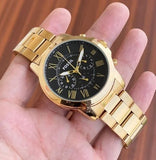 Buy Shop Fossil Grant Chronograph Black Dial Gold Steel Strap Watch for Men - FS4815 USA Online