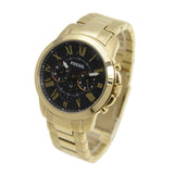 Buy Shop Fossil Grant Chronograph Black Dial Gold Steel Strap Watch for Men - FS4815 USA Online