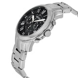 Buy Shop Fossil Grant Chronograph Black Dial Silver Steel Strap Watch for Men - FS4736 USA Online