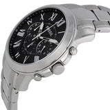 Buy Shop Fossil Grant Chronograph Black Dial Silver Steel Strap Watch for Men - FS4736 USA Online
