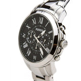 Buy Shop Fossil Grant Chronograph Black Dial Silver Steel Strap Watch for Men - FS4736 USA Online
