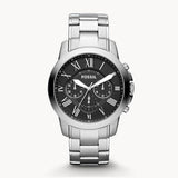 Buy Shop Fossil Grant Chronograph Black Dial Silver Steel Strap Watch for Men - FS4736 USA Online