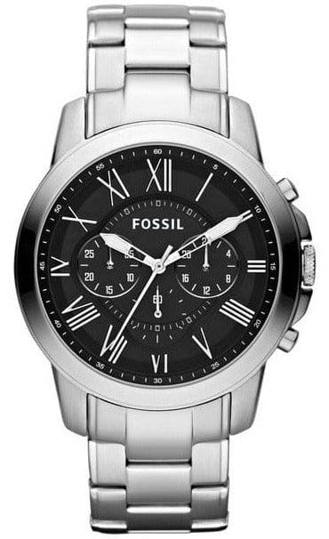 Buy Shop Fossil Grant Chronograph Black Dial Silver Steel Strap Watch for Men - FS4736 USA Online