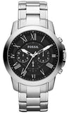 Buy Shop Fossil Grant Chronograph Black Dial Silver Steel Strap Watch for Men - FS4736 USA Online