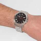 Buy Shop Fossil Grant Chronograph Black Dial Silver Steel Strap Watch for Men - FS4994 USA Online