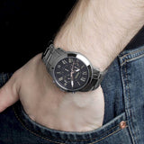 Buy Shop Fossil Grant Chronograph Black Dial Silver Steel Strap Watch for Men - FS4994 USA Online