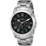 Buy Shop Fossil Grant Chronograph Black Dial Silver Steel Strap Watch for Men - FS4994 USA Online