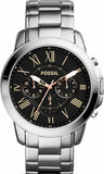 Buy Shop Fossil Grant Chronograph Black Dial Silver Steel Strap Watch for Men - FS4994 USA Online