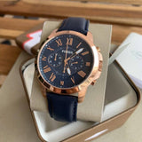 Buy Shop Fossil Grant Chronograph Blue Dial Blue Leather Strap Watch for Men - FS4835 USA Online