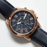 Buy Shop Fossil Grant Chronograph Blue Dial Blue Leather Strap Watch for Men - FS4835 USA Online