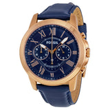 Buy Shop Fossil Grant Chronograph Blue Dial Blue Leather Strap Watch for Men - FS4835 USA Online