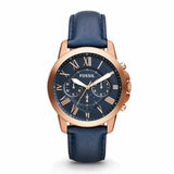 Buy Shop Fossil Grant Chronograph Blue Dial Blue Leather Strap Watch for Men - FS4835 USA Online