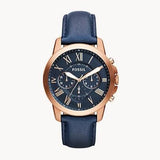 Buy Shop Fossil Grant Chronograph Blue Dial Blue Leather Strap Watch for Men - FS4835 USA Online