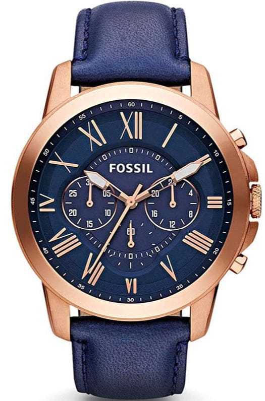 Buy Shop Fossil Grant Chronograph Blue Dial Blue Leather Strap Watch for Men - FS4835 USA Online