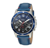 Buy Shop Fossil Grant Chronograph Blue Dial Blue Leather Strap Watch for Men - FS5373 USA Online