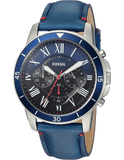 Buy Shop Fossil Grant Chronograph Blue Dial Blue Leather Strap Watch for Men - FS5373 USA Online