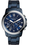 Buy Shop Fossil Grant Chronograph Blue Dial Blue Steel Strap Watch for Men - FS5230 USA Online