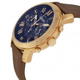 Buy Shop Fossil Grant Chronograph Blue Dial Brown Leather Strap Watch for Men - FS5068 USA Online