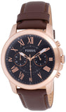 Buy Shop Fossil Grant Chronograph Blue Dial Brown Leather Strap Watch for Men - FS5068 USA Online