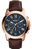 Buy Shop Fossil Grant Chronograph Blue Dial Brown Leather Strap Watch for Men - FS5068 USA Online
