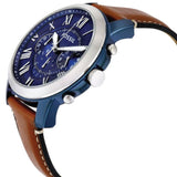 Buy Shop Fossil Grant Chronograph Blue Dial Brown Leather Strap Watch for Men - FS5151 USA Online
