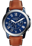 Buy Shop Fossil Grant Chronograph Blue Dial Brown Leather Strap Watch for Men - FS5151 USA Online