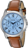 Buy Shop Fossil Grant Chronograph Blue Dial Brown Leather Strap Watch for Men - FS5184 USA Online