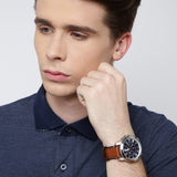 Buy Shop Fossil Grant Chronograph Blue Dial Brown Leather Strap Watch for Men - FS5210 USA Online