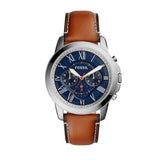 Buy Shop Fossil Grant Chronograph Blue Dial Brown Leather Strap Watch for Men - FS5210 USA Online
