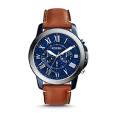 Buy Shop Fossil Grant Chronograph Blue Dial Brown Leather Strap Watch for Men - FS5210 USA Online