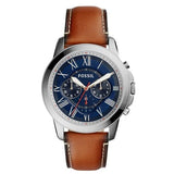 Buy Shop Fossil Grant Chronograph Blue Dial Brown Leather Strap Watch for Men - FS5210 USA Online