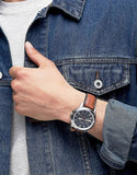 Fossil Grant Chronograph Blue Dial Brown Leather Strap Watch for Men - FS5210