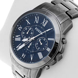 Buy Shop Fossil Grant Chronograph Blue Dial Grey Steel Strap Watch for Men - FS4831 USA Online