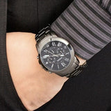 Buy Shop Fossil Grant Chronograph Blue Dial Grey Steel Strap Watch for Men - FS4831 USA Online