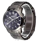 Buy Shop Fossil Grant Chronograph Blue Dial Grey Steel Strap Watch for Men - FS4831 USA Online