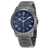 Buy Shop Fossil Grant Chronograph Blue Dial Grey Steel Strap Watch for Men - FS4831 USA Online